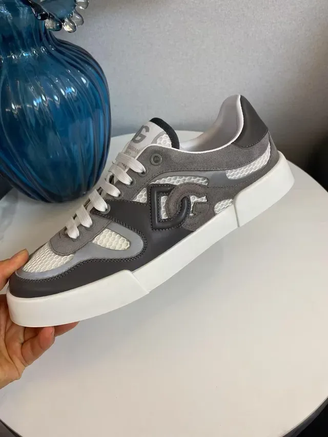 Dolce & Gabbana Cinza Branco Sola Plataforma Chunky Malha e Suede Paneles Sneakers Lifestyle 9