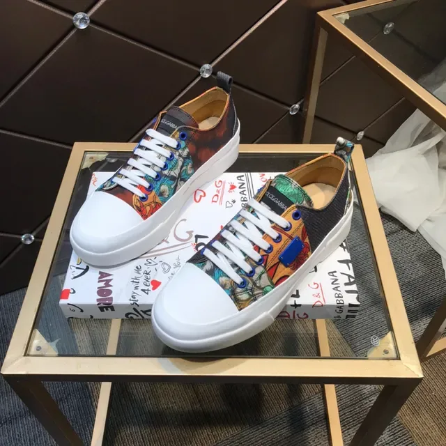 Dolce & Gabbana حذاء أسلوب حياة متعدد الألوان أبيض مطبوع من القماش علوي كوبسول 1