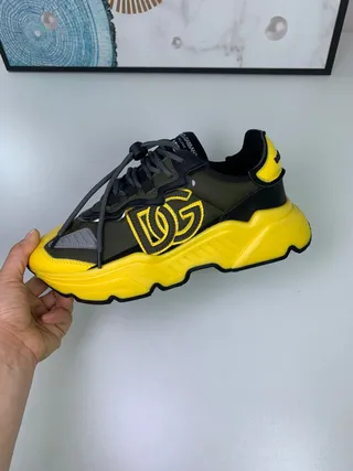 Dolce & Gabbana NS1 حذاء رياضي أصفر أخضر جيشي سول لوحة جانبية مطبوعة سميكة 4