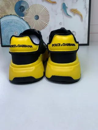 Dolce & Gabbana NS1 حذاء رياضي أصفر أخضر جيشي سول لوحة جانبية مطبوعة سميكة 7