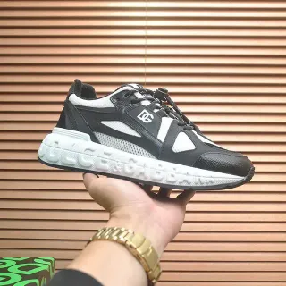 Dolce & Gabbana Portofino Black White Chunky Silhouette Mesh-and-Synthetic Overlay Lifestyle Sneakers