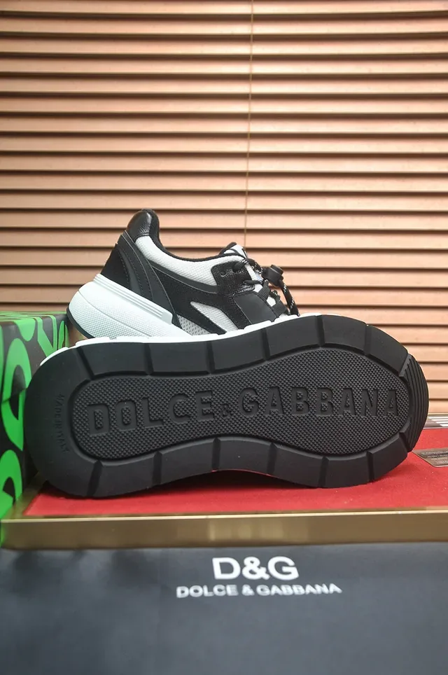 Dolce & Gabbana Portofino Preto Branco Silhueta Chunky Malha-e-Sintético Overlay Tênis Lifestyle 7