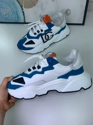 Dolce & Gabbana Runner حذاء سنيكرز سميك أبيض أزرق أسود برتقالي 8