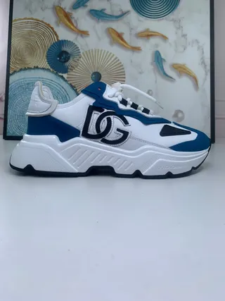 Dolce & Gabbana Runner حذاء سنيكرز سميك أبيض أزرق أسود برتقالي 9