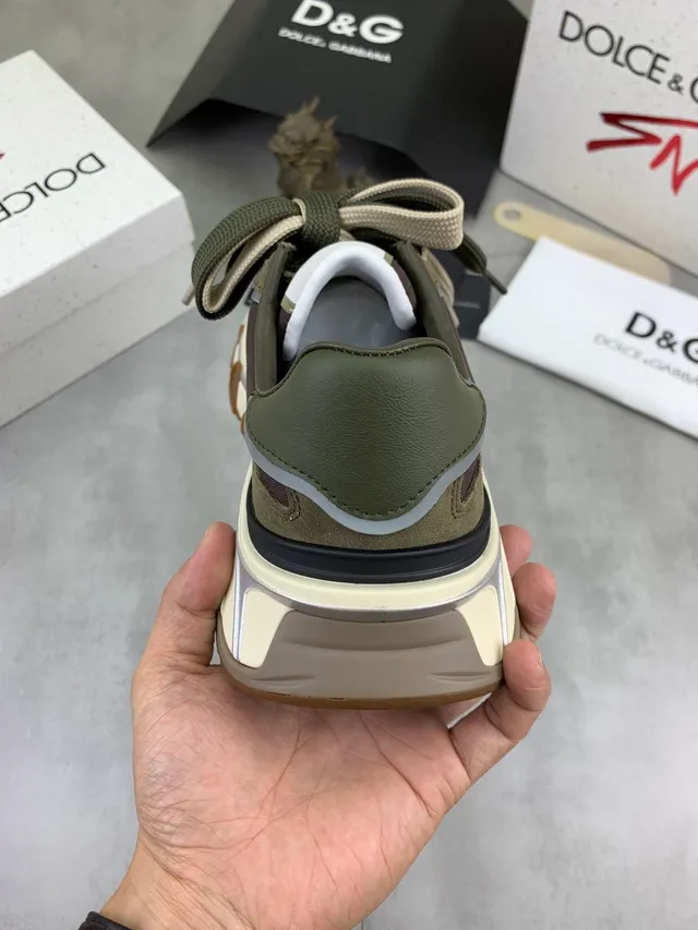 Dolce & Gabbana Track Trainer أخضر عسكري بيج زيتوني أنوارة مزدوج اللون ألطاف حبل سنيكرز سميكة 3