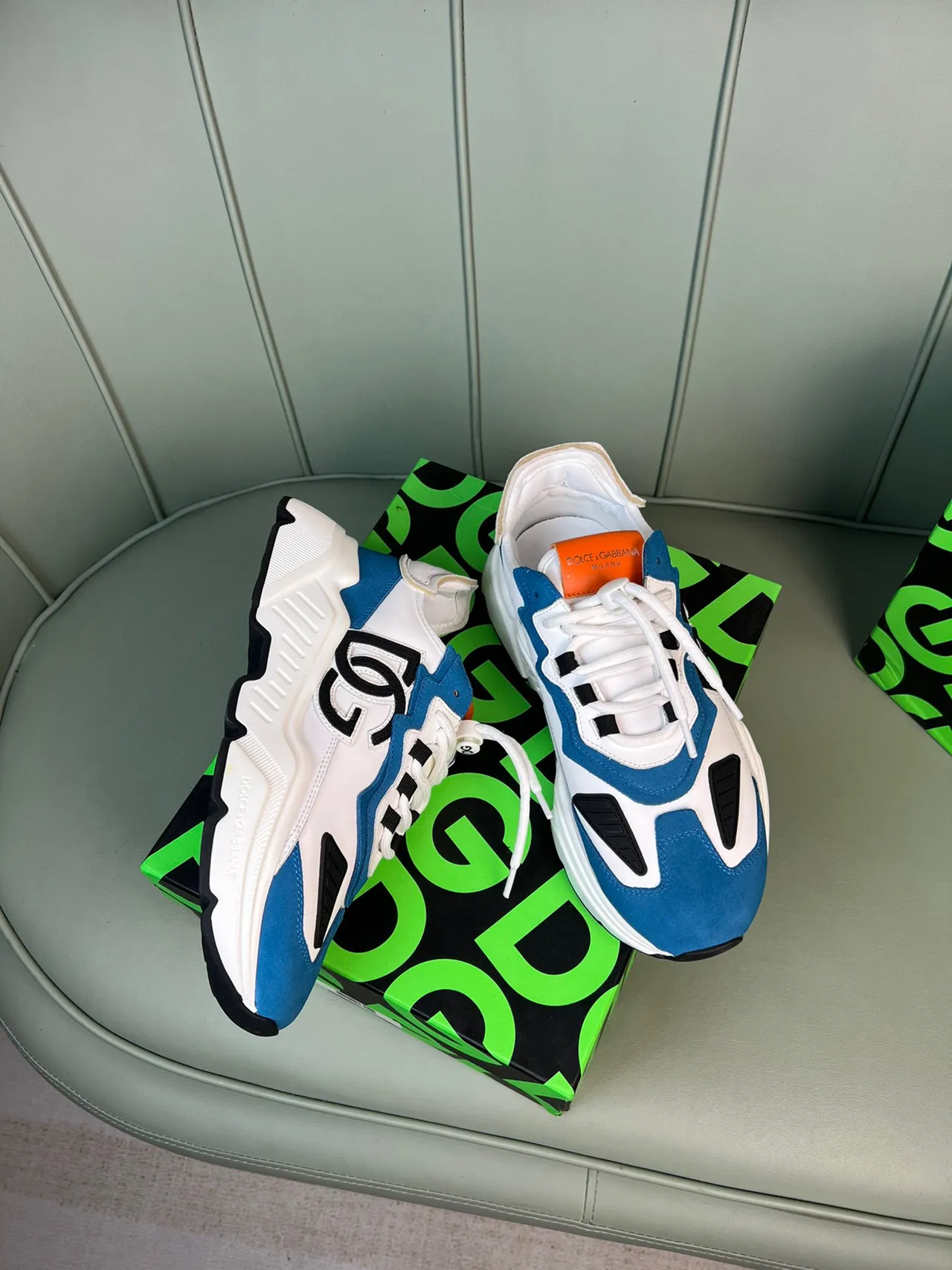 Dolce & Gabbana Track White Blue Sole Oversized Monogram Chunky Sneakers 6
