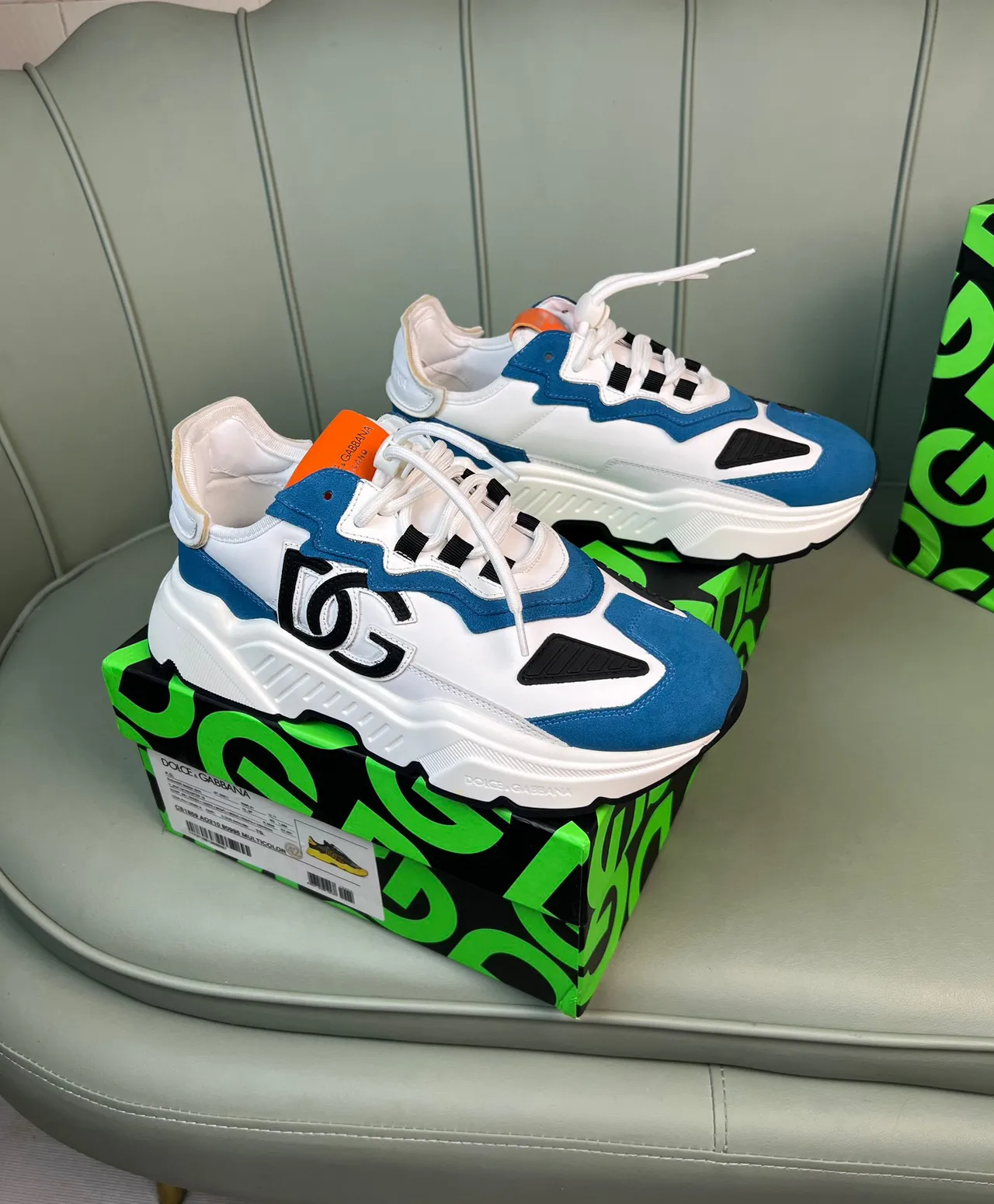 Dolce & Gabbana Track White Blue Sole Oversized Monogram Chunky Sneakers 8