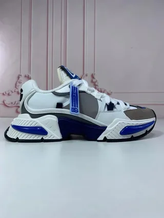 Dolce & Gabbana White Blue Platform Sole Multi-Panel Layered Upper Chunky Sneakers 2
