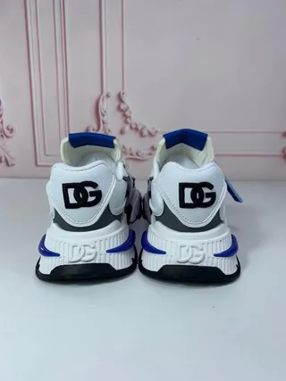 Dolce & Gabbana White Blue Platform Sole Multi-Panel Layered Upper Chunky Sneakers 7