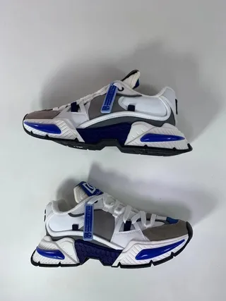 Dolce & Gabbana White Blue Platform Sole Multi-Panel Layered Upper Chunky Sneakers 8