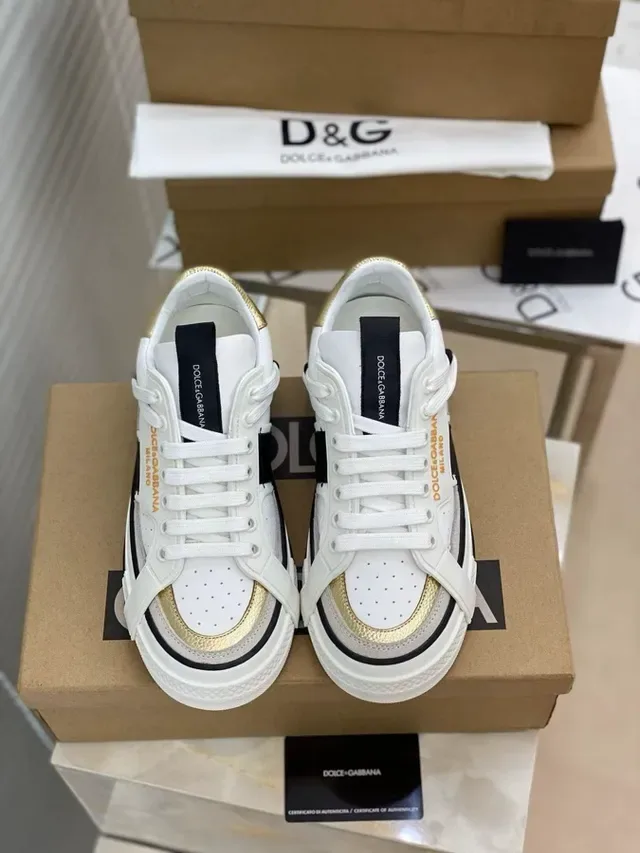 Dolce & Gabbana White Gold correia sobreposta painéis assimétricos tênis lifestyle 4