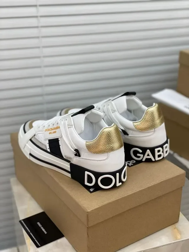 Dolce & Gabbana White Gold correia sobreposta painéis assimétricos tênis lifestyle 7