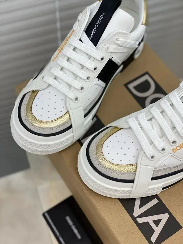 Dolce & Gabbana White Gold correia sobreposta painéis assimétricos tênis lifestyle 8