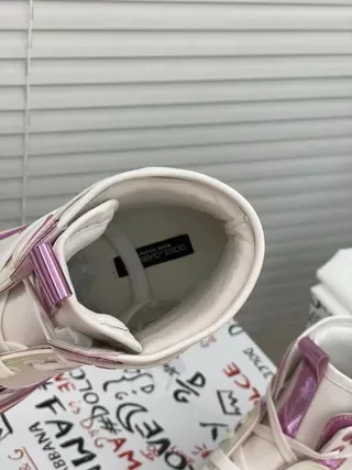Dolce & Gabbana Zapatillas Lifestyle Blancas Moradas de Plataforma y Tacón Alto 8
