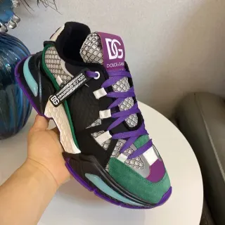 Dolce & Gabbana Black Purple Multi-Material Upper Sculpted Sole Chunky Sneakers