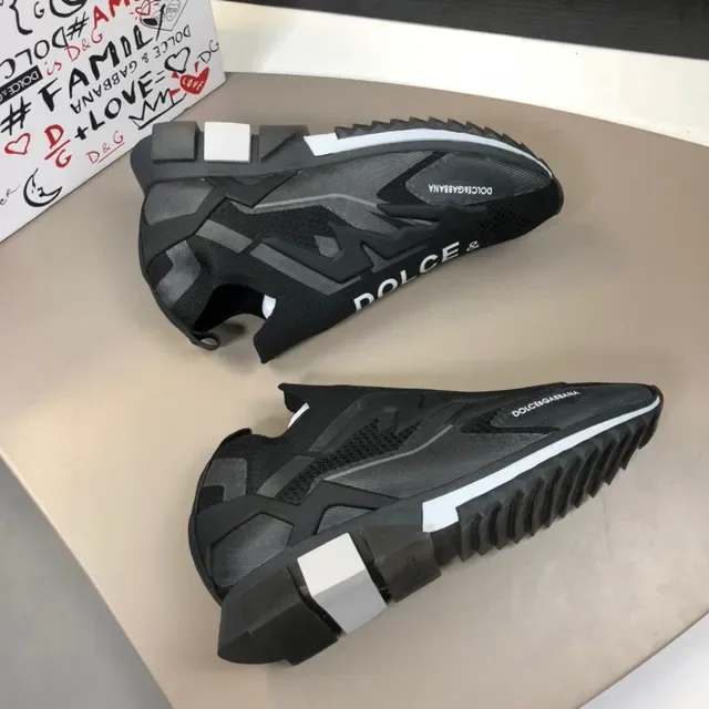 Dolce & Gabbana Black White Slip-On Sock-Fit Knit Molded T-Shaped Overlays Lifestyle Sneakers 5