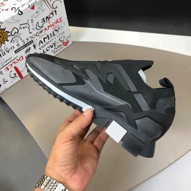 Dolce & Gabbana Black White Slip-On Sock-Fit Knit Molded T-Shaped Overlays Lifestyle Sneakers 6