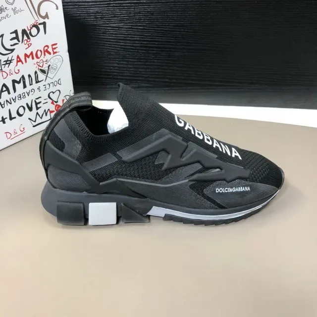 Dolce & Gabbana Black White Slip-On Sock-Fit Knit Molded T-Shaped Overlays Lifestyle Sneakers 8