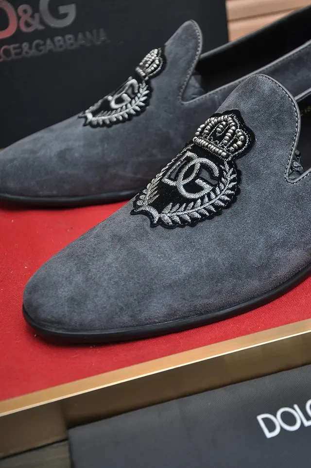 Mocasins Dolce & Gabbana Embroidered Crest Charcoal Suede 2