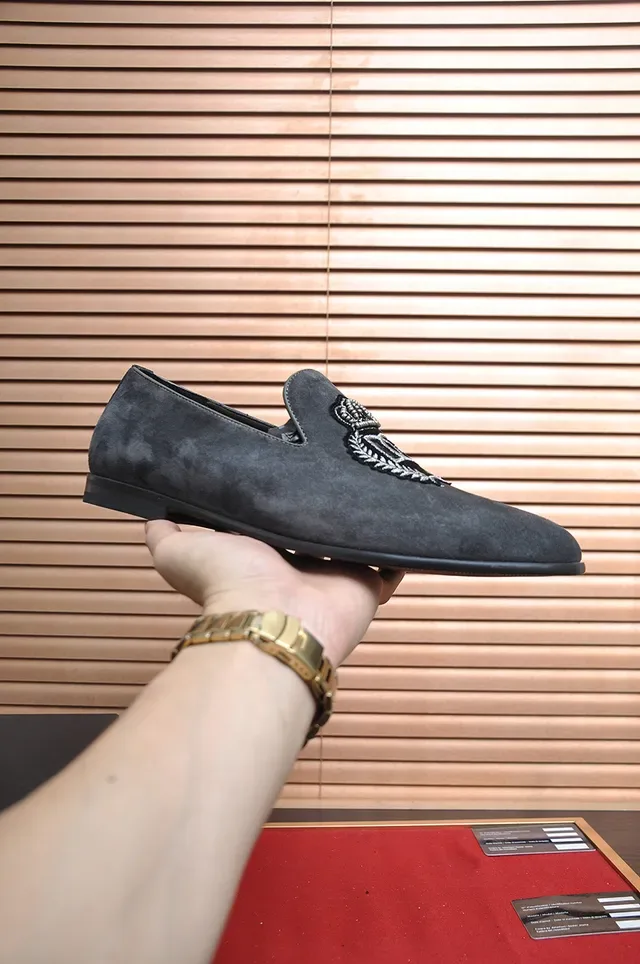 Mocasins Dolce & Gabbana Embroidered Crest Charcoal Suede 4