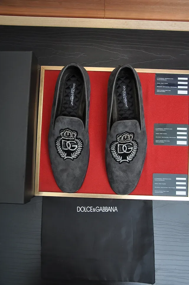 Mocasins Dolce & Gabbana Embroidered Crest Charcoal Suede 5