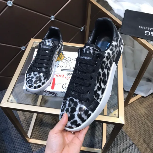 Dolce & Gabbana Sneakers Lifestyle Imprimé Léopard Noir et Blanc 3