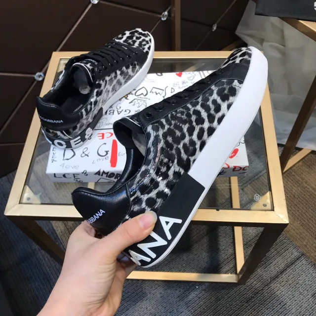 Dolce & Gabbana Sneakers Lifestyle Imprimé Léopard Noir et Blanc 5
