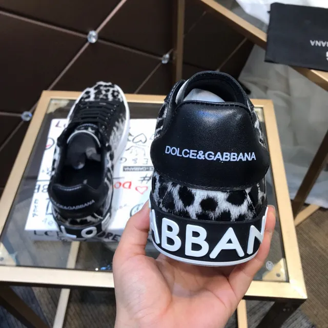 Dolce & Gabbana Sneakers Lifestyle Imprimé Léopard Noir et Blanc 6