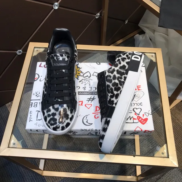 Dolce & Gabbana Sneakers Lifestyle Imprimé Léopard Noir et Blanc 8