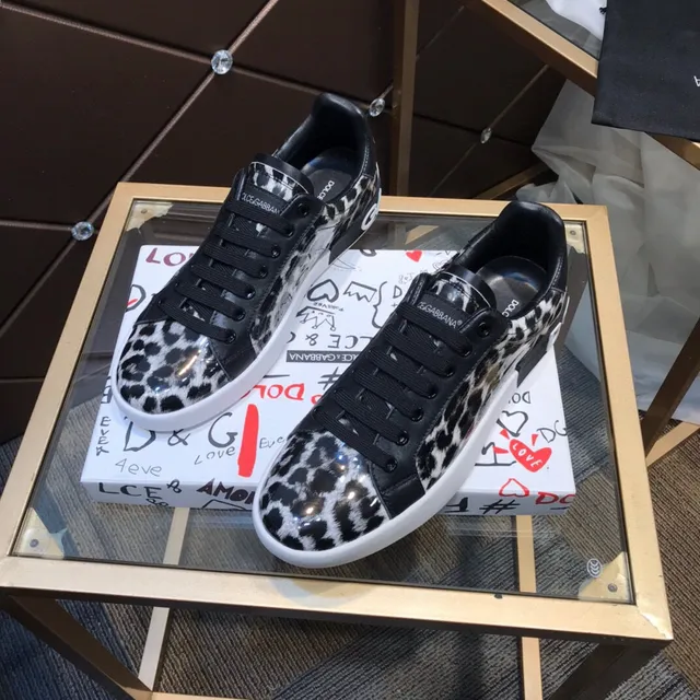 Dolce & Gabbana Sneakers Lifestyle Imprimé Léopard Noir et Blanc 9