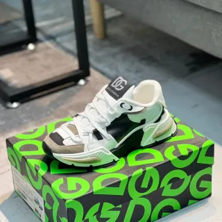 Dolce & Gabbana NS1 White Black Multi-Material Upper Sculpted Sole Chunky Sneakers