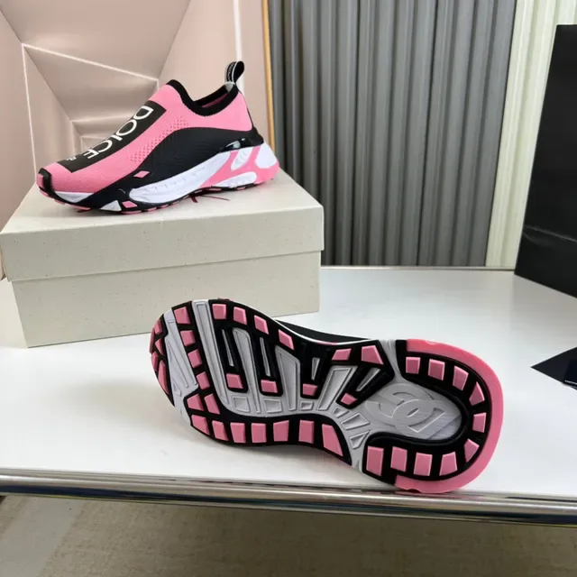 Dolce & Gabbana Pink Black Knit Slip-On Chunky Sculpted Sole Lifestyle Sneakers 2