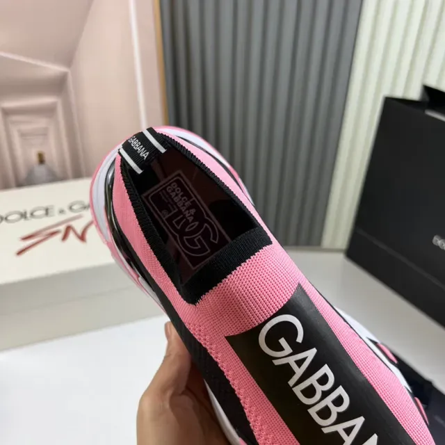 Dolce & Gabbana Pink Black Knit Slip-On Chunky Sculpted Sole Lifestyle Sneakers 3