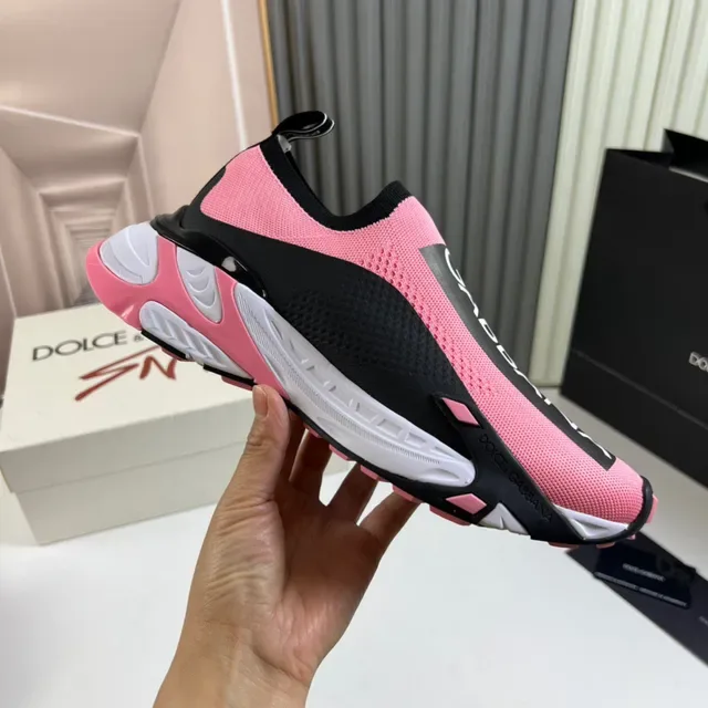 Dolce & Gabbana Pink Black Knit Slip-On Chunky Sculpted Sole Lifestyle Sneakers 4