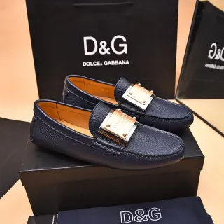 Dolce & Gabbana Portofino 海军蓝 压纹皮革 乐福鞋