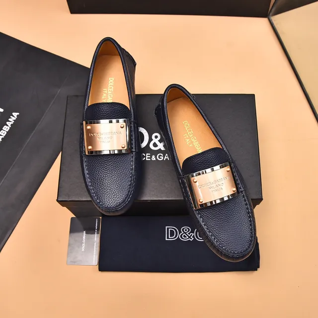 Dolce & Gabbana Portofino Azul Marinho Couro de Grão Mocassins 2