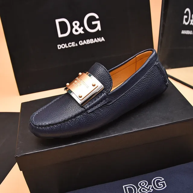 Dolce & Gabbana Portofino Azul Marinho Couro de Grão Mocassins 6