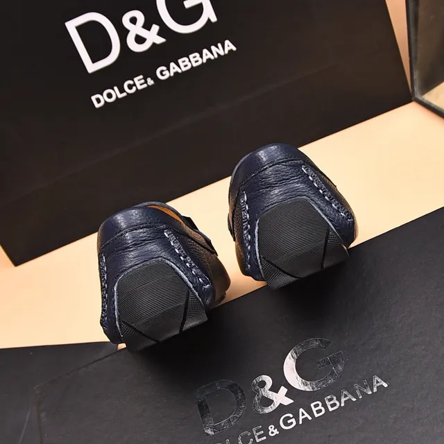 Dolce & Gabbana Portofino Azul Marinho Couro de Grão Mocassins 9