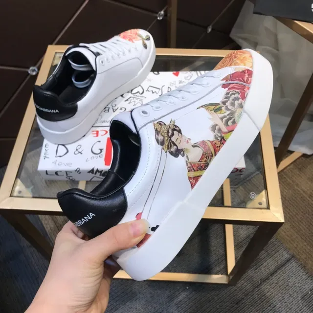 Dolce & Gabbana Portofino White Multicolor Low-Top Floral-Print Lifestyle Sneakers 6