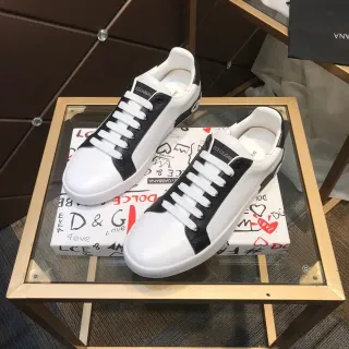Dolce & Gabbana White and Black Contrast-Panel Lifestyle Sneakers