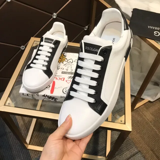 Dolce & Gabbana tênis lifestyle branco e preto com painéis de contraste 3