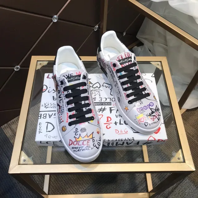Dolce & Gabbana White Multicolor Graffiti-Print Low-Top Lifestyle Sneakers 7