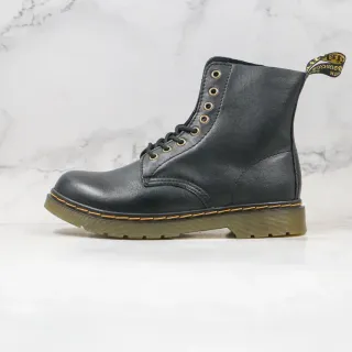 Dr. Martens 1460 Black Smooth Leather Yellow Stitch Martin Boots