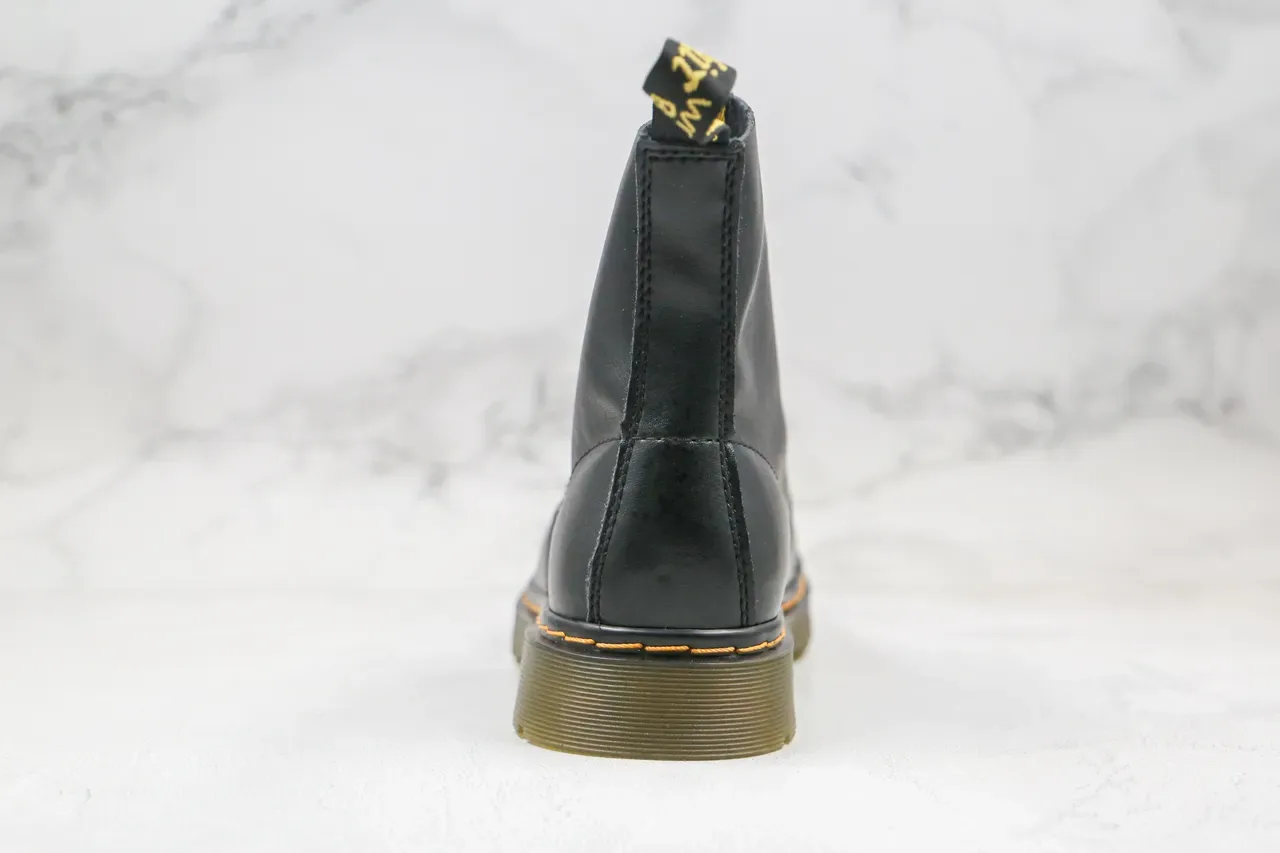 Dr. Martens 1460 Botas Cuero Negro Liso Puntada Amarilla Martin 3