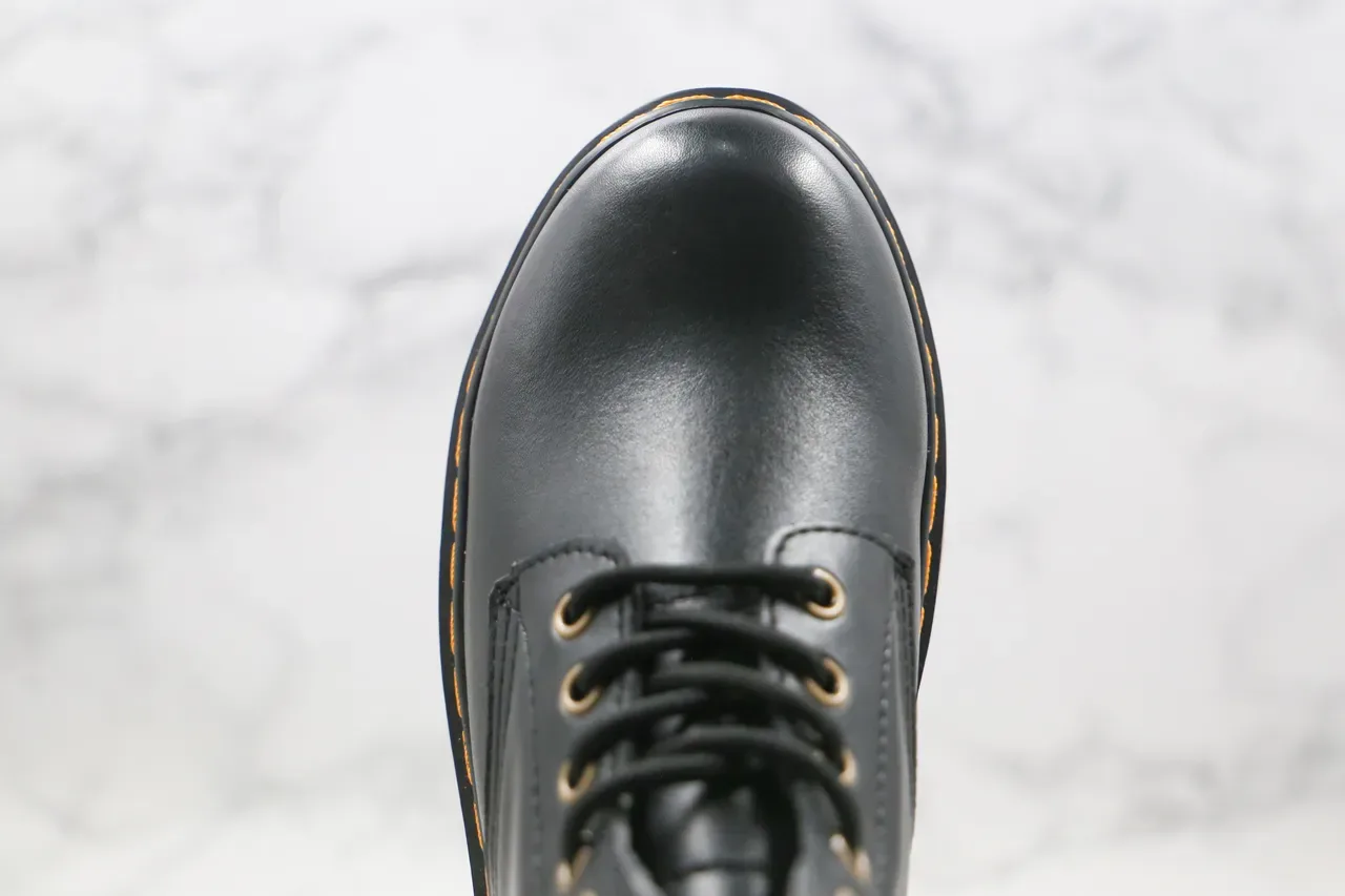 Dr. Martens 1460 Botas Cuero Negro Liso Puntada Amarilla Martin 4