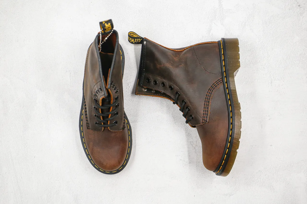 Dr. Martens 1460 Distressed Brown Leather 8-Eyelet Martin Boot 9