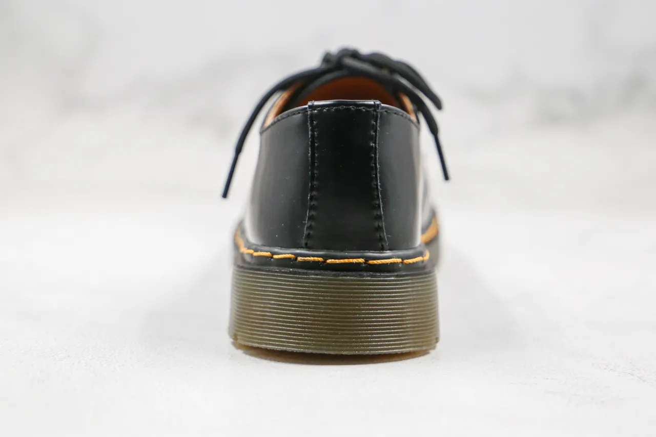 Dr. Martens 1461 Black Yellow Smooth Leather 3-Eyelet Lacing Oxford Shoes 3