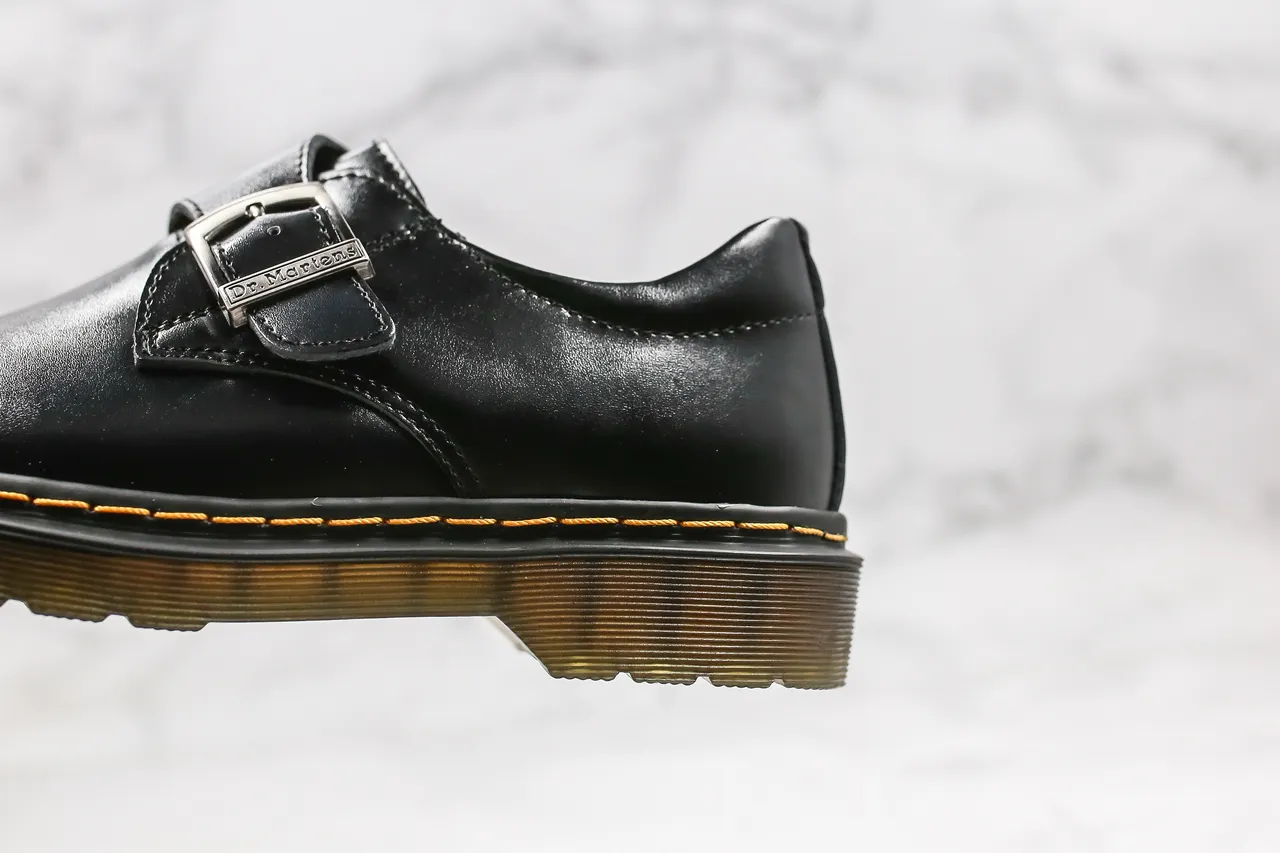 Dr. Martens Black Yellow Monk Strap Buckle Closure Loafer 3