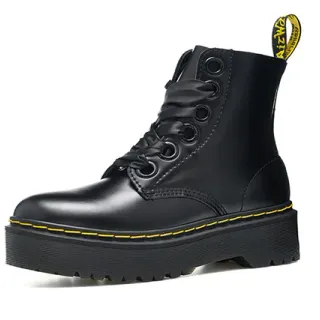 Dr. Martens Jadon Botas de Plataforma de Cuero Negro Suave