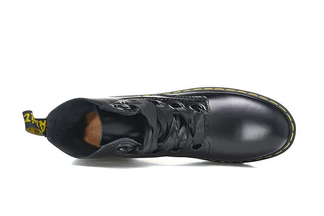 Dr. Martens Jadon Bottes Martin de Plateforme en Cuir Noir Lisse 2